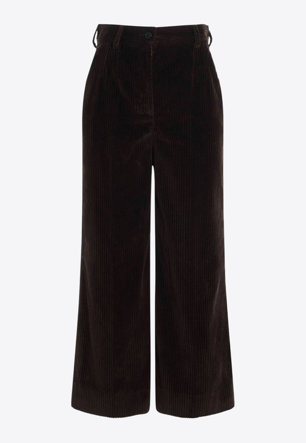 Dolce & Gabbana Ribbed Corduroy Culottes Pants Brown FTBYZT FUWC5 M0023