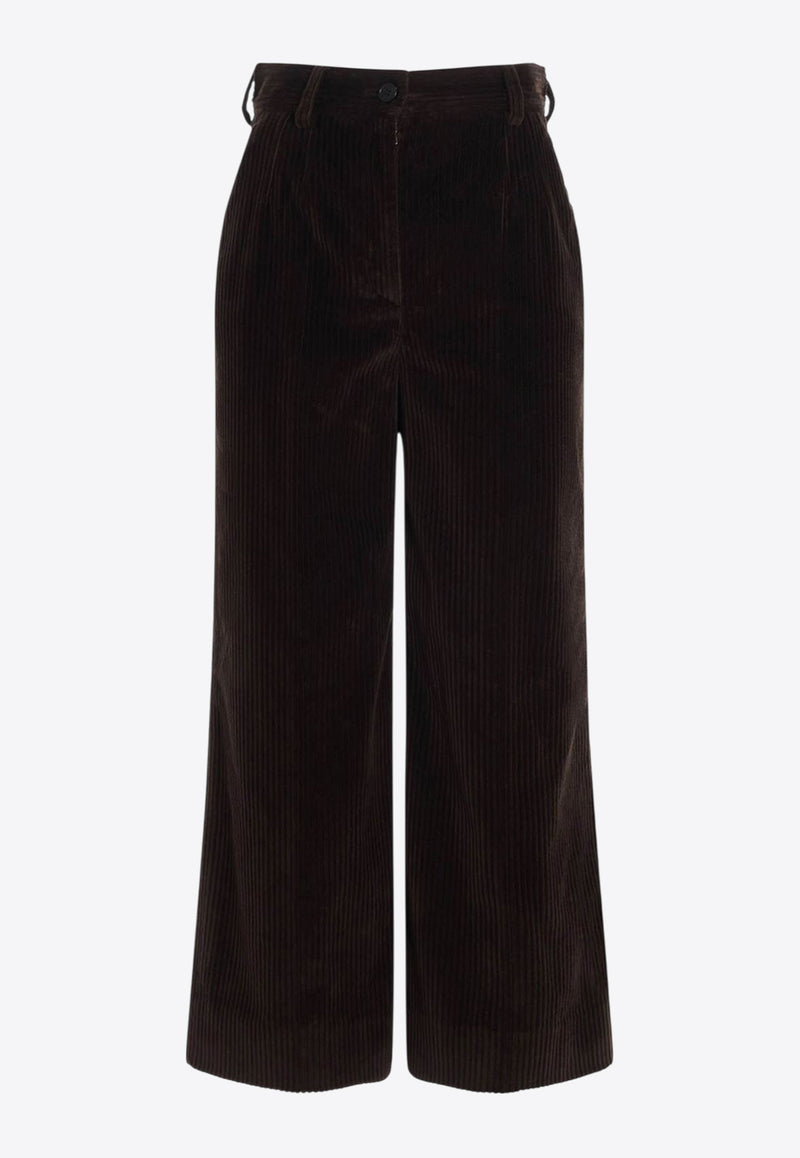 Dolce & Gabbana Ribbed Corduroy Culottes Pants Brown FTBYZT FUWC5 M0023