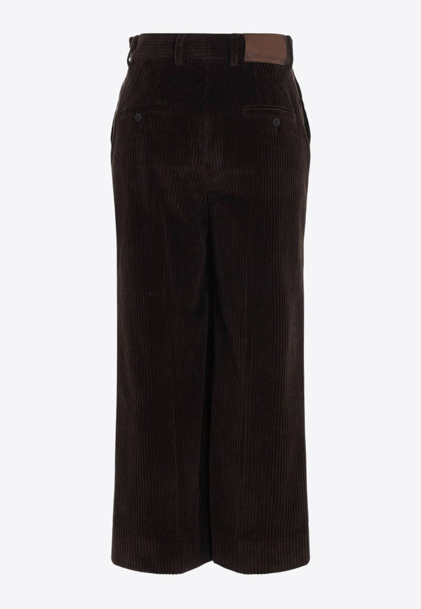 Dolce & Gabbana Ribbed Corduroy Culottes Pants Brown FTBYZT FUWC5 M0023