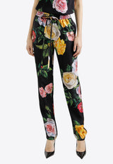 Dolce & Gabbana Floral Print Drawstring Silk Pants Multicolor FTC11T IS1XJ HN5IY