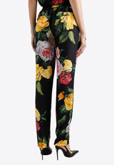 Dolce & Gabbana Floral Print Drawstring Silk Pants Multicolor FTC11T IS1XJ HN5IY