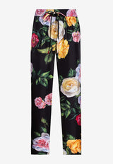Dolce & Gabbana Floral Print Drawstring Silk Pants Multicolor FTC11T IS1XJ HN5IY