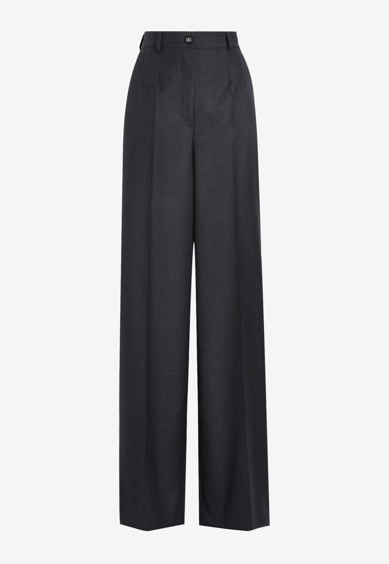 Dolce & Gabbana Wide-Leg Tailored Wool Pants Gray FTC1DT FU287 S8290