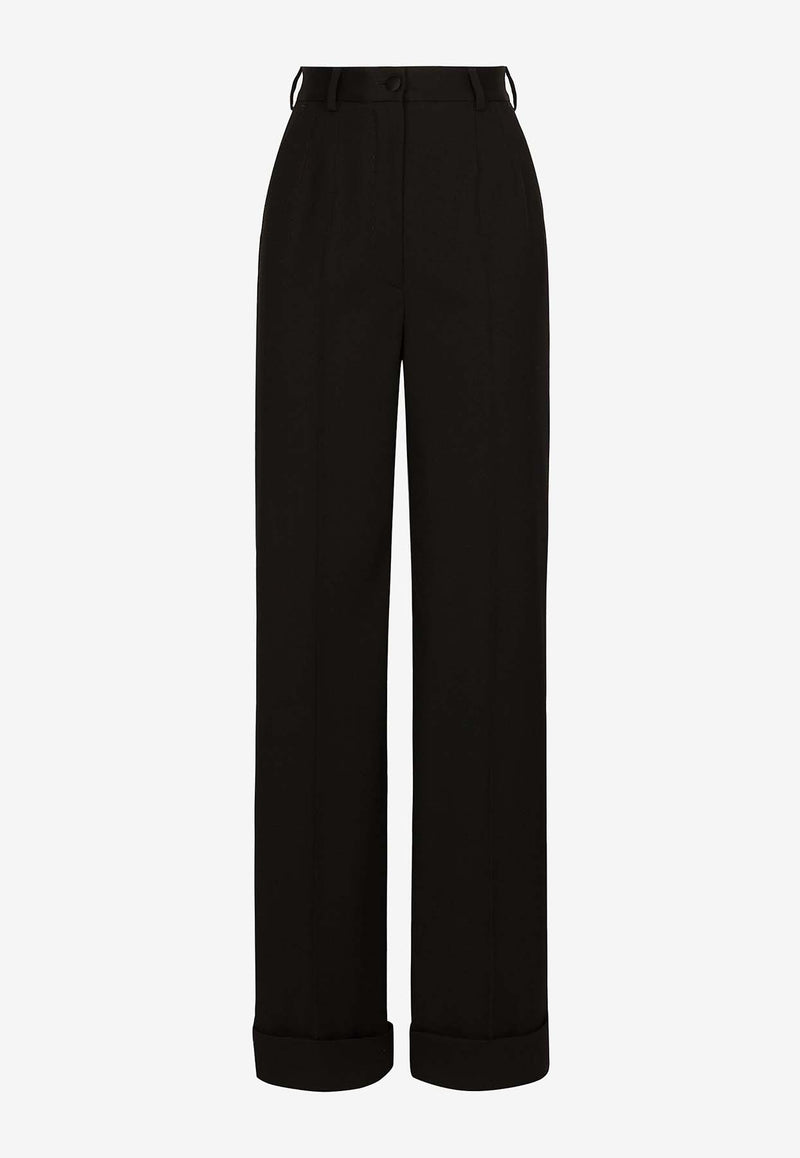Dolce & Gabbana Flared Wool Pants FTC32T FU28J N0000 Black
