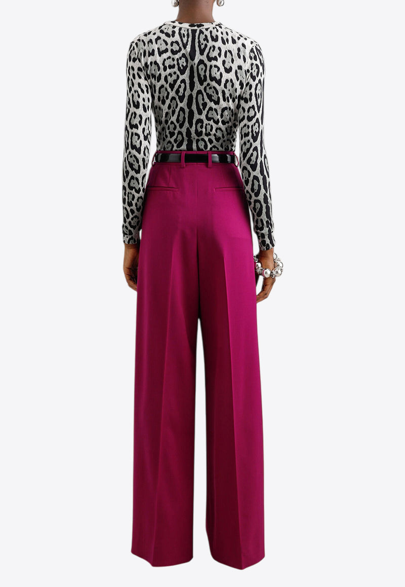 Dolce & Gabbana Wide-Leg Tailored Wool Pants Fuchsia FTC3MT FUBFL F0321