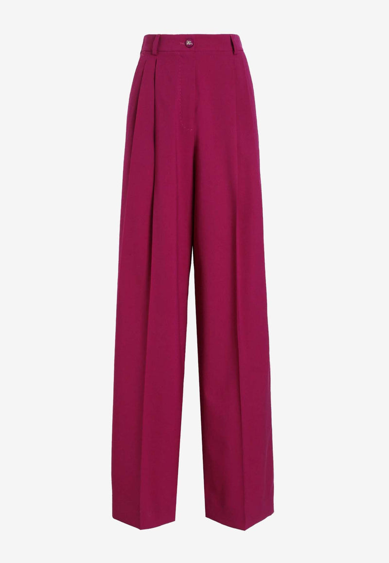 Dolce & Gabbana Wide-Leg Tailored Wool Pants Fuchsia FTC3MT FUBFL F0321