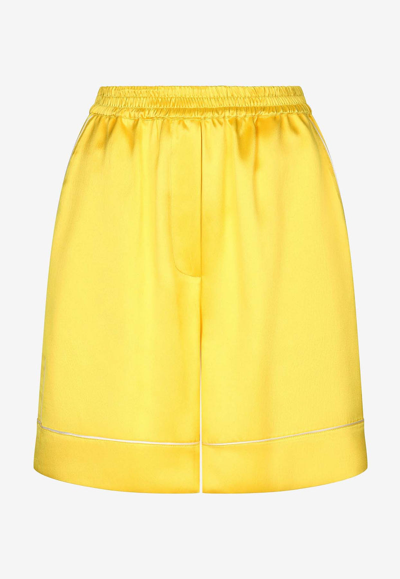 Dolce & Gabbana Silk Pajama Shorts FTC42T FU1NU A0177 Yellow