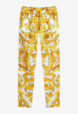 Dolce & Gabbana Majolica Print Silk Pajama Pants FTC4PT HH5EA HG3TN Yellow