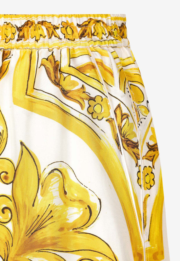 Dolce & Gabbana Majolica Print Silk Pajama Shorts FTC4ST HI1TK H03TN Yellow