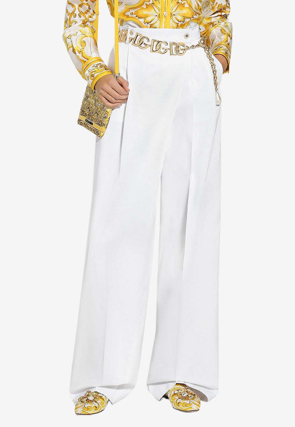 Dolce & Gabbana High-Rise Flared Poplin Pants FTC5GT FU61D W0800 White