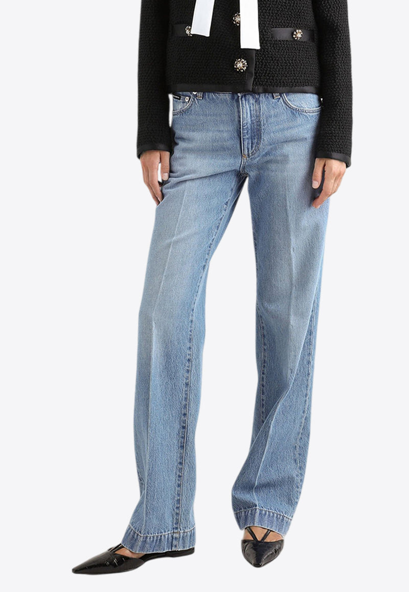 Dolce & Gabbana Logo Plaque Straight Jeans Denim FTC8CD G8MB2 S9001