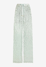 Dolce & Gabbana Floral Lace Wide-Leg Pants Green FTC9UT HLMEA VA297