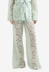 Dolce & Gabbana Floral Lace Wide-Leg Pants Green FTC9UT HLMEA VA297