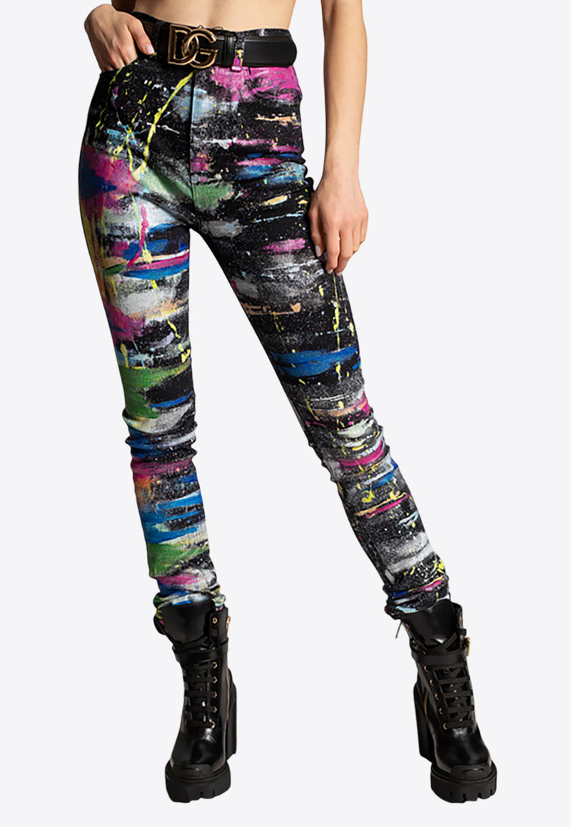 Dolce & Gabbana Paint-Splashed Skinny Jeans Multicolor FTCB0D G903H S9001