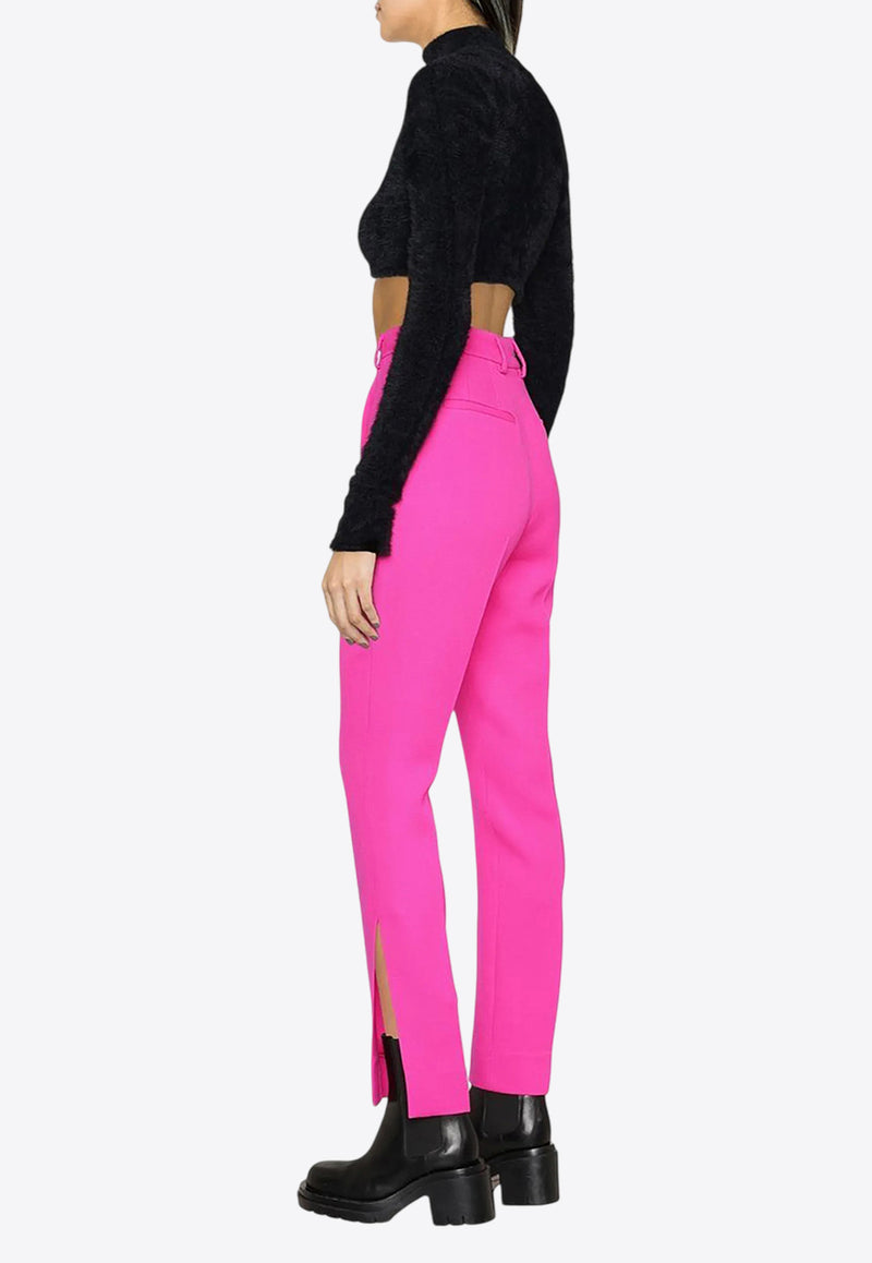Dolce & Gabbana High-Waisted Tailored Pants with Slits Pink FTCN5T FU244 F0877