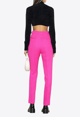 Dolce & Gabbana High-Waisted Tailored Pants with Slits Pink FTCN5T FU244 F0877
