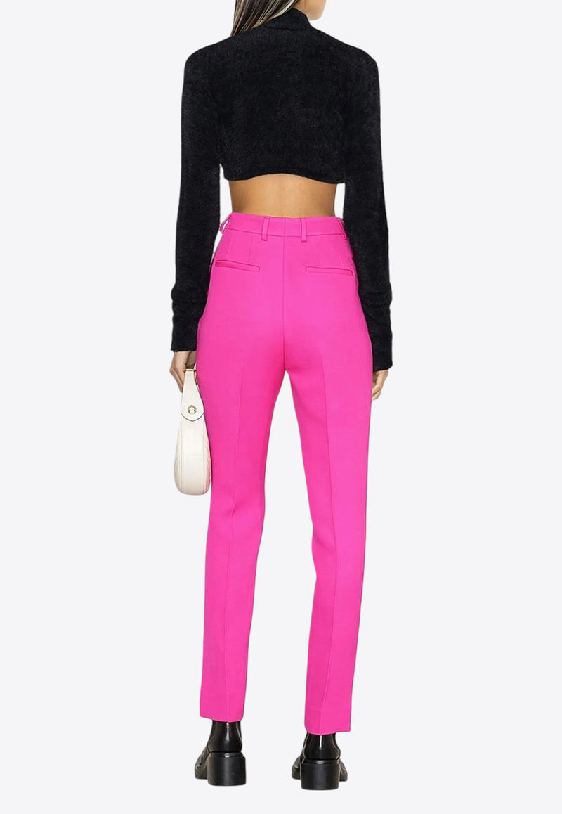 Dolce & Gabbana High-Waisted Tailored Pants with Slits Pink FTCN5T FU244 F0877