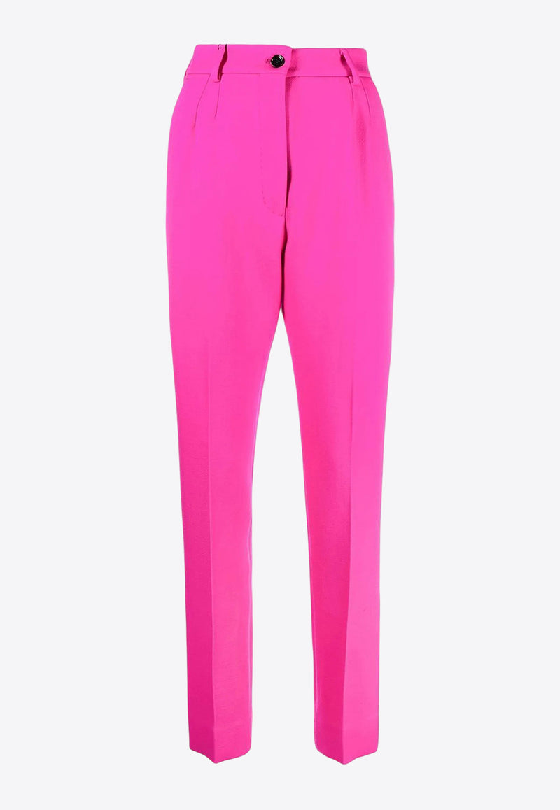 Dolce & Gabbana High-Waisted Tailored Pants with Slits Pink FTCN5T FU244 F0877