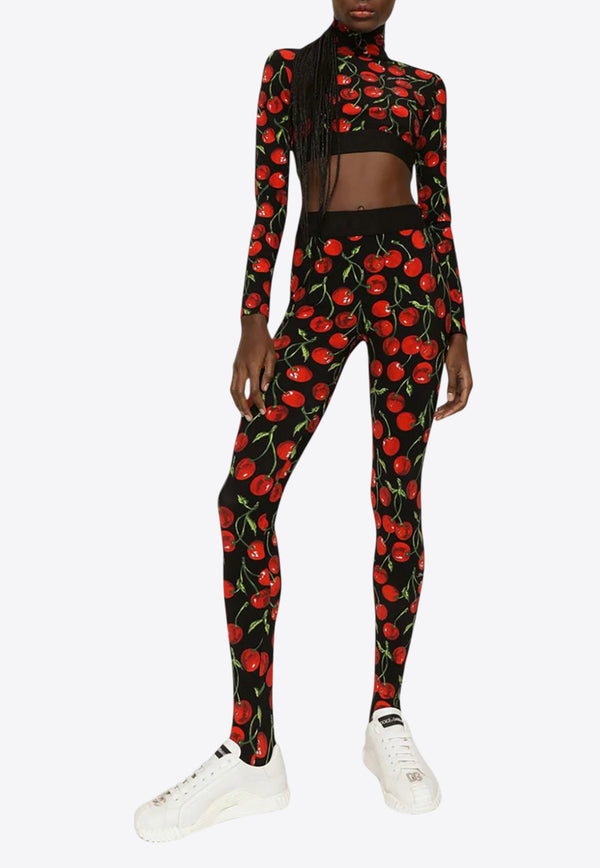 Dolce & Gabbana Cherry Print High-Waist Leggings Multicolor FTCOGT FSG54 HN4IY