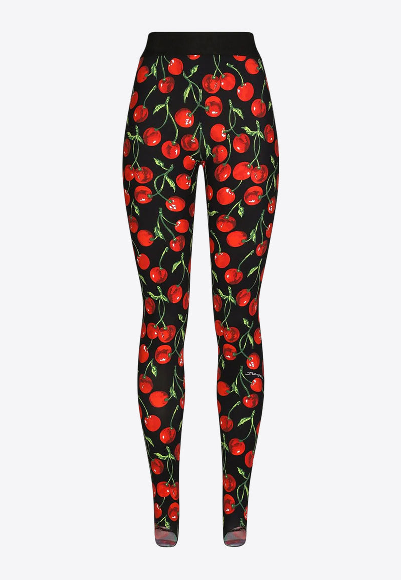 Dolce & Gabbana Cherry Print High-Waist Leggings Multicolor FTCOGT FSG54 HN4IY