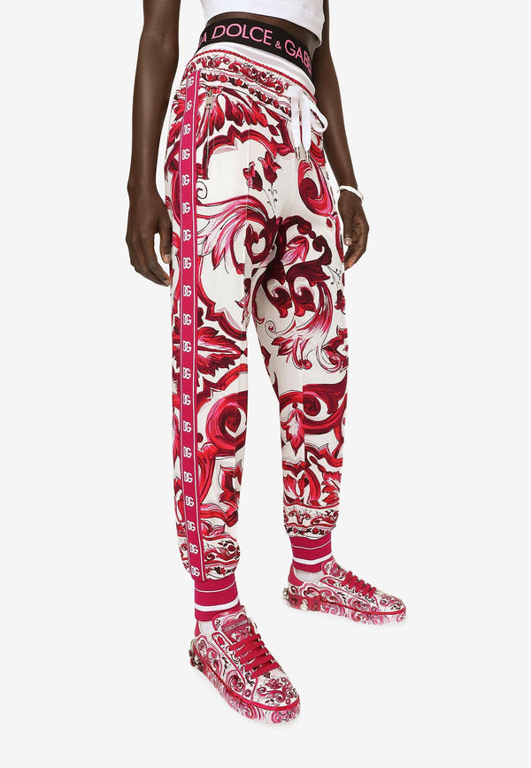 Dolce & Gabbana Majolica Print Track Pants FTCX2T FPIAI H63TN Pink
