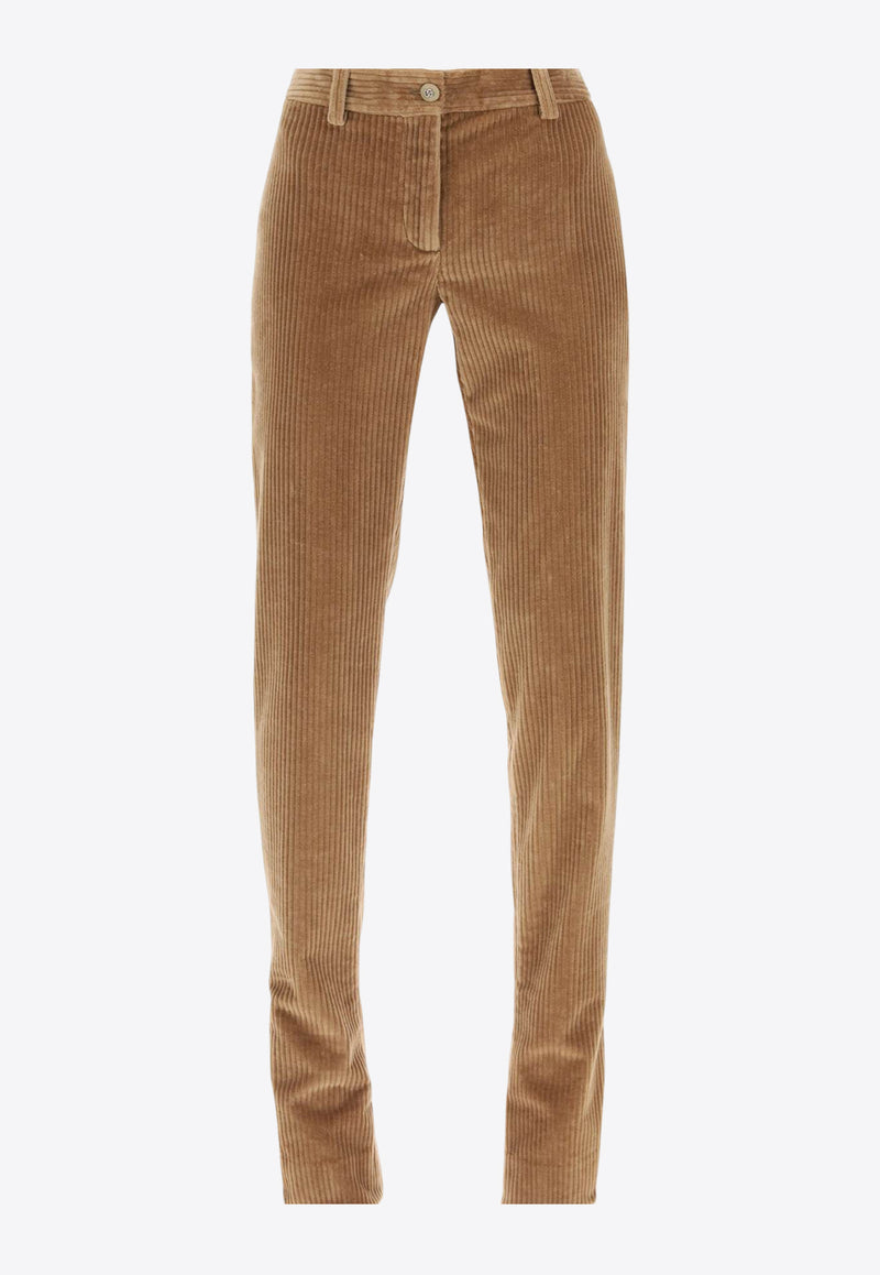 Dolce & Gabbana Corduroy Mid-Rise Trumpet Pants Brown FTCX6T FUWDU M0868