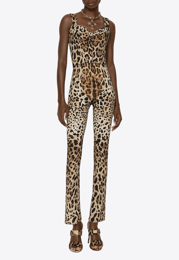 Dolce & Gabbana Leopard Print Marquisette Pants Beige FTCXKT FSSF7 HY13M