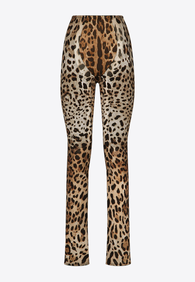 Dolce & Gabbana Leopard Print Marquisette Pants Beige FTCXKT FSSF7 HY13M