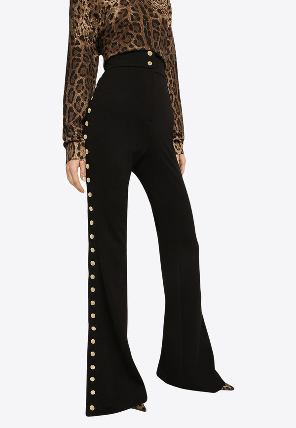 Dolce & Gabbana Milano Button Flared Pants Black FTCYCT FUGI7 N0000