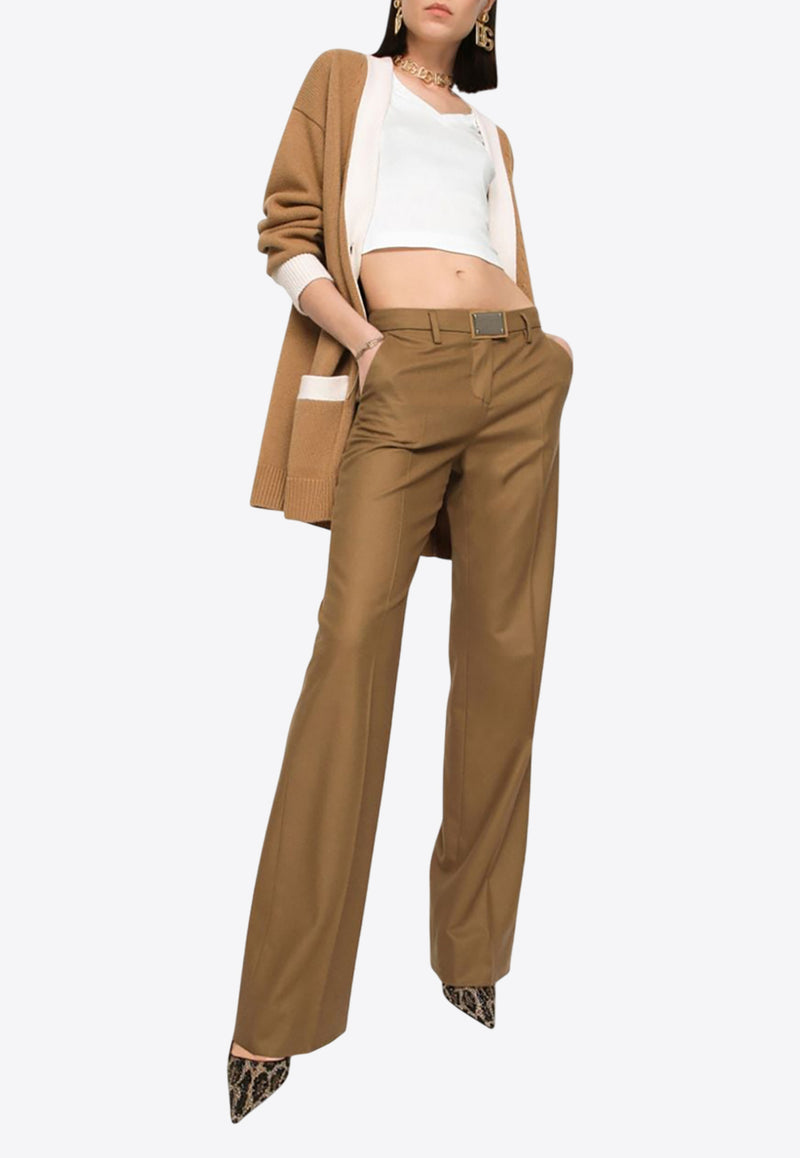 Dolce & Gabbana DG Logo Plaque Straight-Leg Pants Camel FTCZIT GDBWW M0887