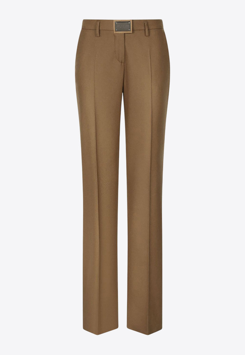 Dolce & Gabbana DG Logo Plaque Straight-Leg Pants Camel FTCZIT GDBWW M0887
