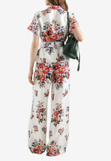 Dolce & Gabbana Flower Bouquet Print Twill Pants Multicolor FTDBNT IS11I HA5ZO