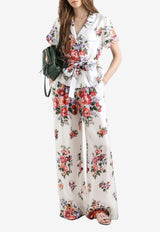Dolce & Gabbana Flower Bouquet Print Twill Pants Multicolor FTDBNT IS11I HA5ZO