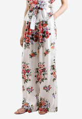 Dolce & Gabbana Flower Bouquet Print Twill Pants Multicolor FTDBNT IS11I HA5ZO