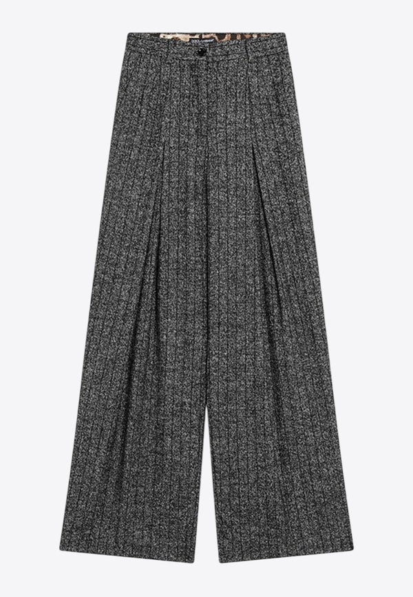 Dolce & Gabbana Wide-Leg Striped Wool Pants Gray FTDC7TFRZAN/R_DOLCE-S8051