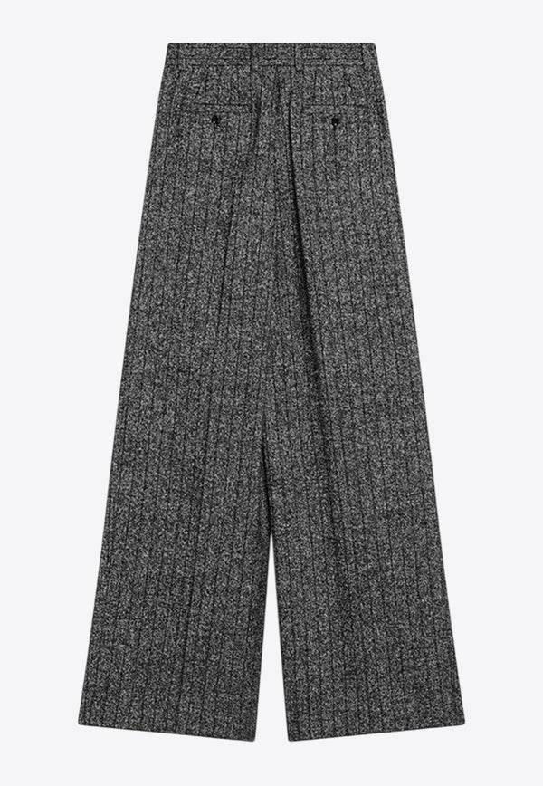 Dolce & Gabbana Wide-Leg Striped Wool Pants Gray FTDC7TFRZAN/R_DOLCE-S8051