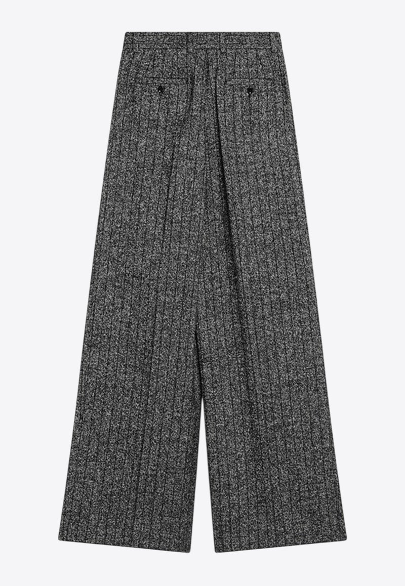 Dolce & Gabbana Wide-Leg Striped Wool Pants Gray FTDC7TFRZAN/R_DOLCE-S8051