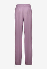 Dolce & Gabbana Straight-Leg Wool Tailored Pants Purple FTDIHT FUBGC F0889