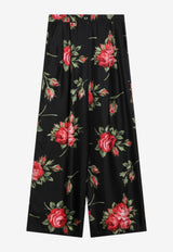 Dolce & Gabbana Rose Bouquet Print Wide-Leg Pants Black FTDIVTIS11G/S_DOLCE-HN5ZN