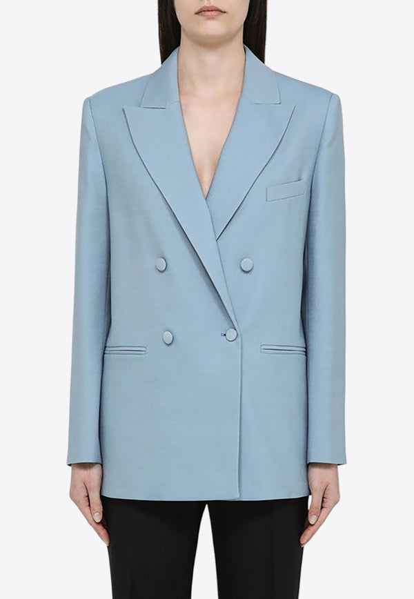 Federica Tosi Double-Breasted Wool Blazer Light Blue FTE24GI1060TE0138/O_FTOSI-1263