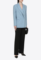 Federica Tosi Double-Breasted Wool Blazer Light Blue FTE24GI1060TE0138/O_FTOSI-1263