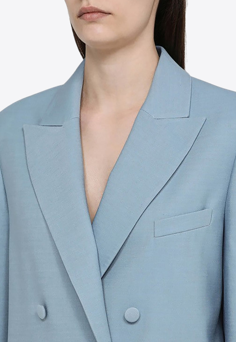 Federica Tosi Double-Breasted Wool Blazer Light Blue FTE24GI1060TE0138/O_FTOSI-1263