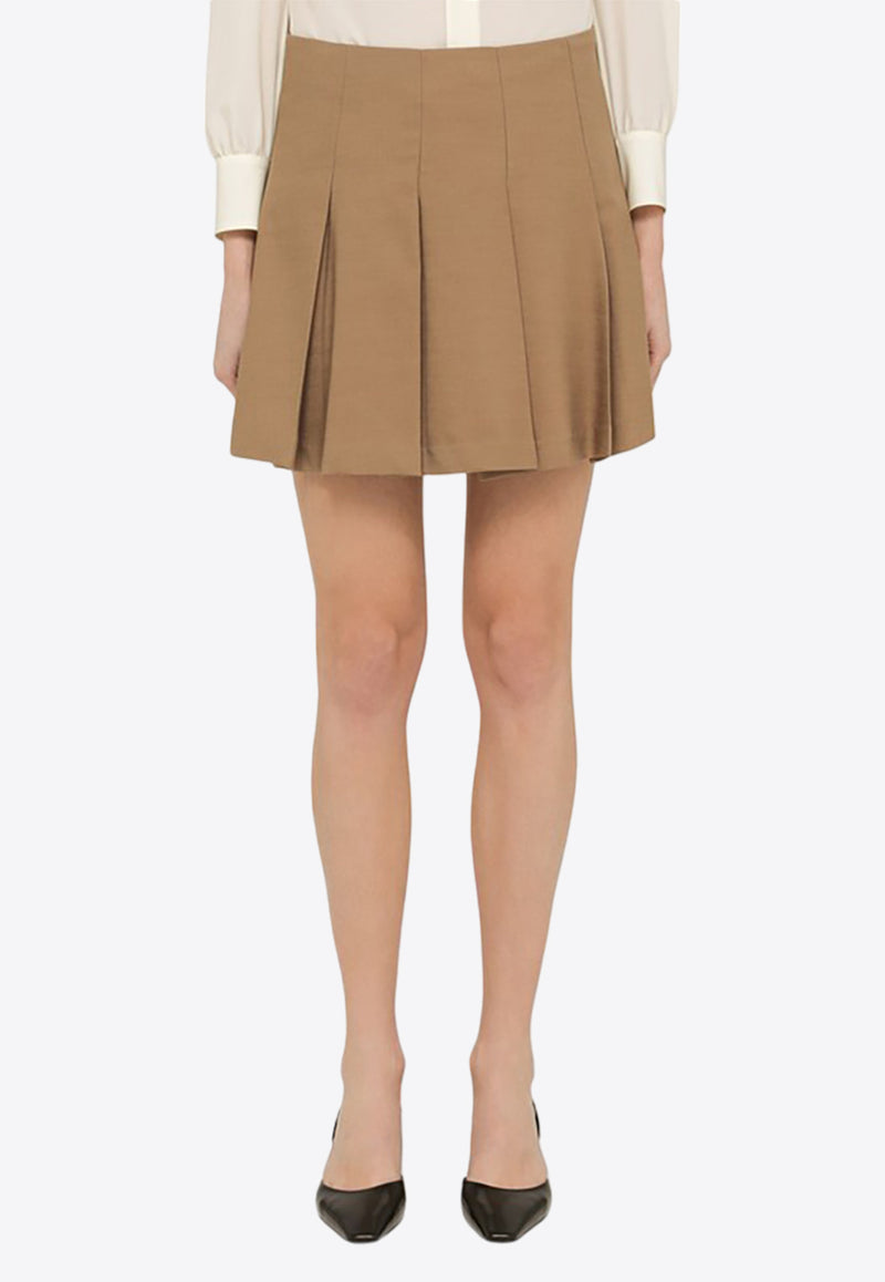 Federica Tosi Flounced Pleated Mini Skirt Brown FTE24GO1020TE0138/O_FTOSI-1324