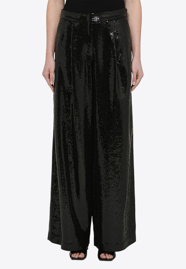 Federica Tosi Sequin Embellished Wide-Leg Pants Black FTE24PA0080TE0187/O_FTOSI-0002