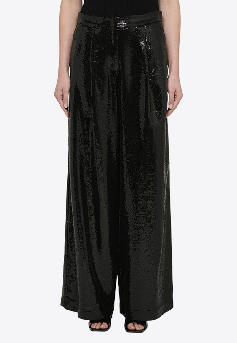 Federica Tosi Sequin Embellished Wide-Leg Pants Black FTE24PA0080TE0187/O_FTOSI-0002