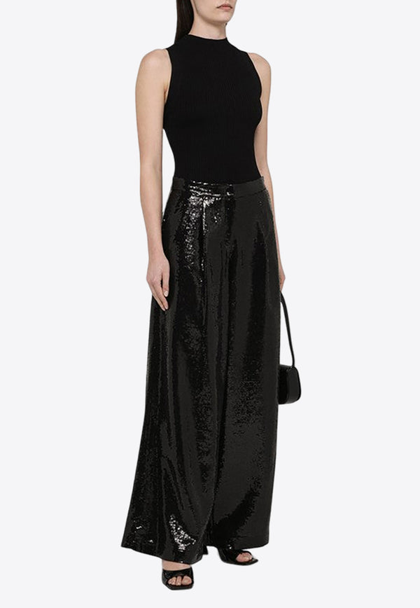 Federica Tosi Sequin Embellished Wide-Leg Pants Black FTE24PA0080TE0187/O_FTOSI-0002