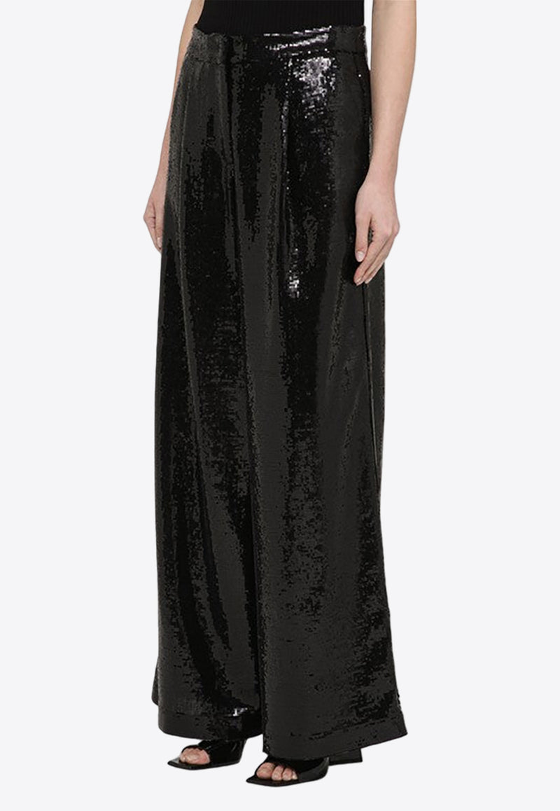 Federica Tosi Sequin Embellished Wide-Leg Pants Black FTE24PA0080TE0187/O_FTOSI-0002