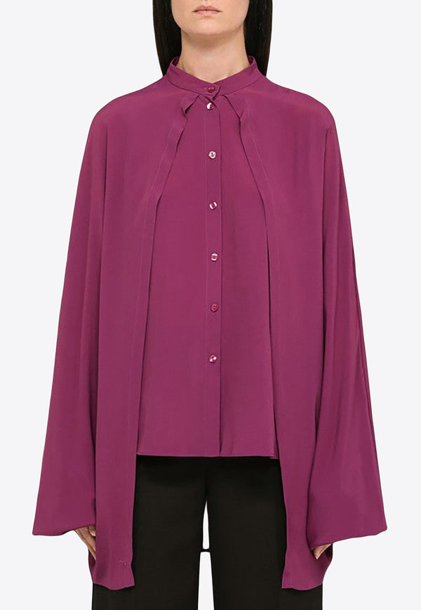 Federica Tosi Cape-Style Silk Blend Shirt Pink FTI23CA1950SE0020/N_FTOSI-1169