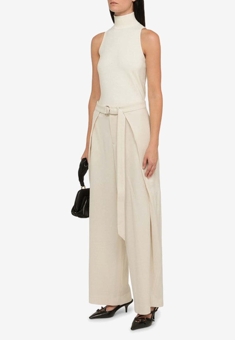 AMI PARIS Wide-Leg Belted Pants Ivory FTR407VI0007/N_AMI-185