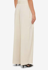 AMI PARIS Wide-Leg Belted Pants Ivory FTR407VI0007/N_AMI-185